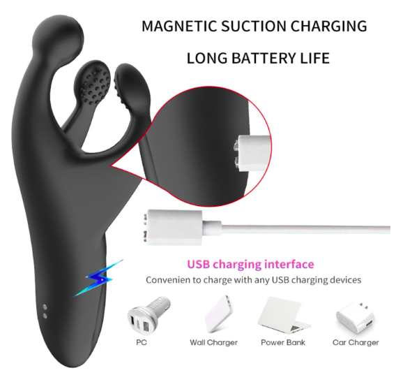 Máy massage dương vật và tinh hoàn Black Trident